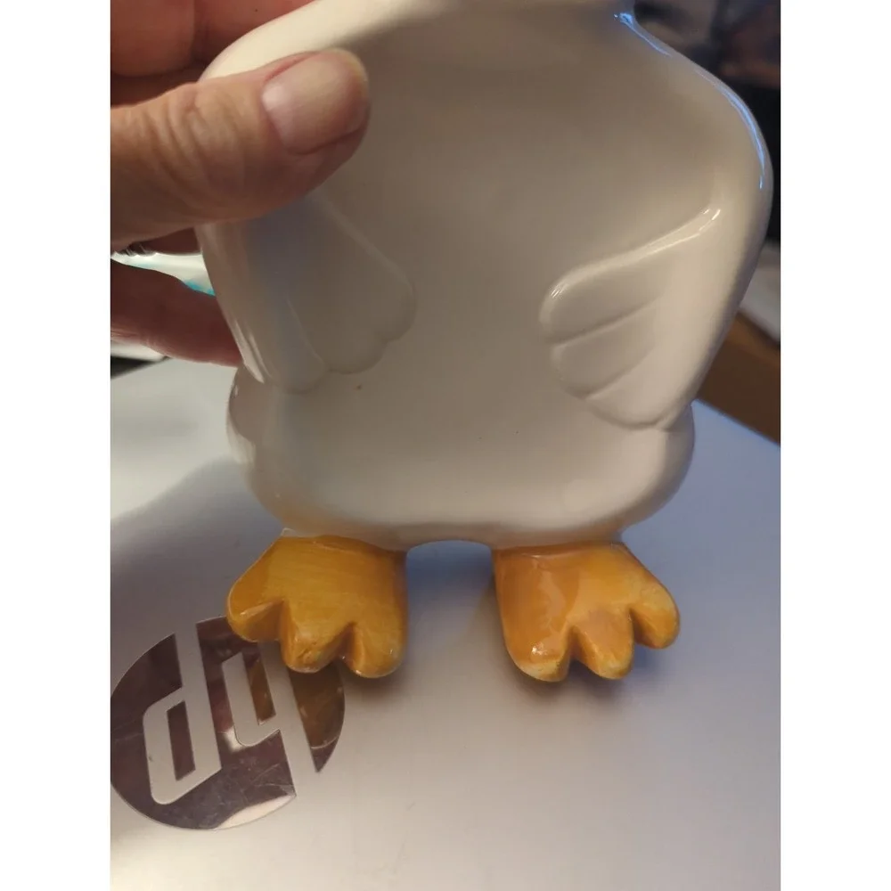 Vintage Ganz Anthropomorphic White Yellow Duck Soap Dish Decor